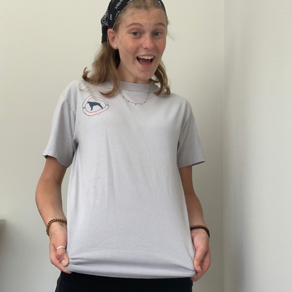 small gray short sleeve shirt